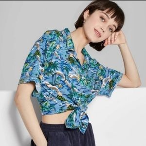Womens hawaiian shirt crop top (s)